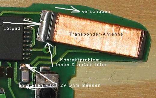 defekter Plip, die Antenne wurde verschoben aufgelötet. Und sowas ging bei TRW durch die AOI..